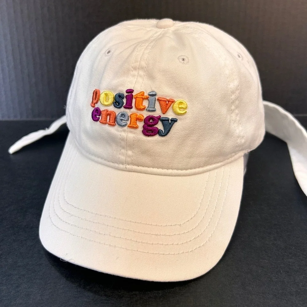 Positive Energy Womens White Unbranded Baseball Hat Bow Back OSFM